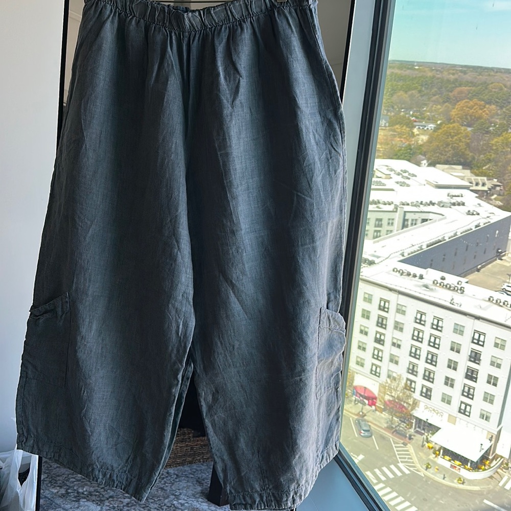 Bryan Walker Crop Linen Wide Leg Pant